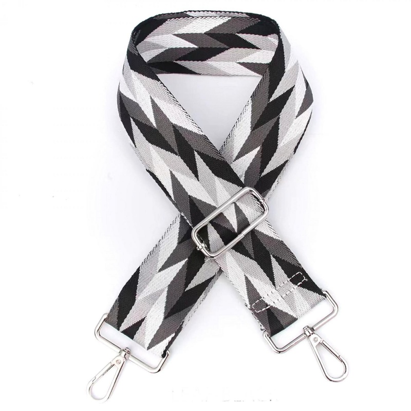 SILVER HARDWARE Bag Strap - Grey Chevron